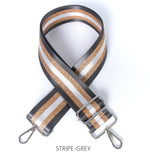 Load image into Gallery viewer, lusciousscarves Apparel &amp; Accessories Stripe dark grey Slim Interchangeable Canvas Hand bag Straps with Silver Hardware
