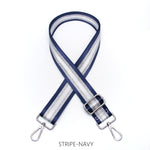 Load image into Gallery viewer, lusciousscarves Apparel &amp; Accessories Stripe-Navy Slim Interchangeable Handbag Straps with Silver Hardware
