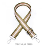 Load image into Gallery viewer, lusciousscarves Apparel &amp; Accessories Stripe-Olive Slim Interchangeable Handbag Straps with Silver Hardware
