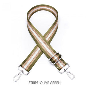 lusciousscarves Apparel & Accessories Stripe-Olive Slim Interchangeable Handbag Straps with Silver Hardware