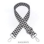 Load image into Gallery viewer, lusciousscarves Apparel &amp; Accessories Z Stitch -Black/White Slim Interchangeable Handbag Straps with Silver Hardware
