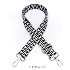 lusciousscarves Apparel & Accessories Z Stitch -Black/White Slim Interchangeable Handbag Straps with Silver Hardware