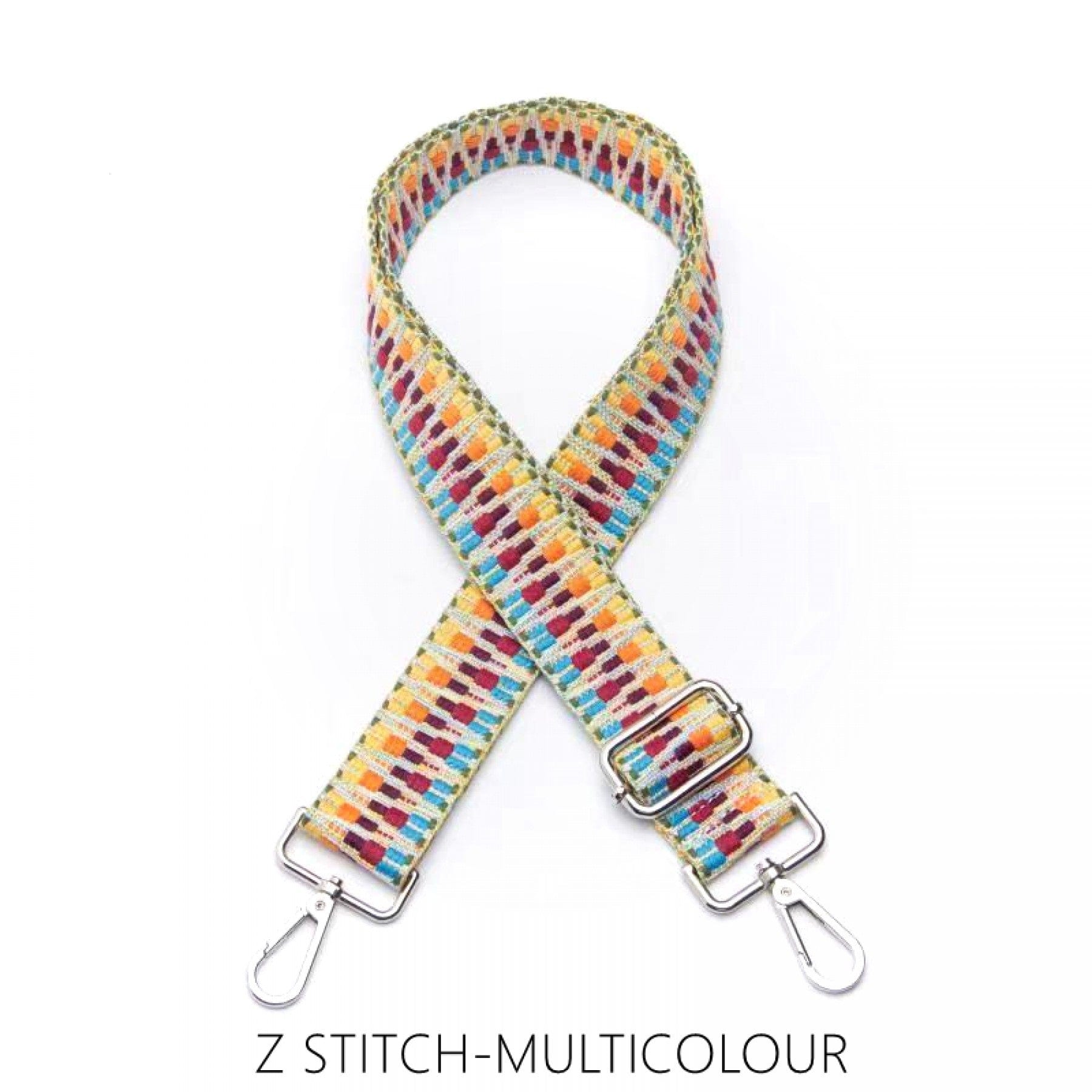 lusciousscarves Apparel & Accessories Z Stitch-Multi Colour Slim Interchangeable Handbag Straps with Silver Hardware