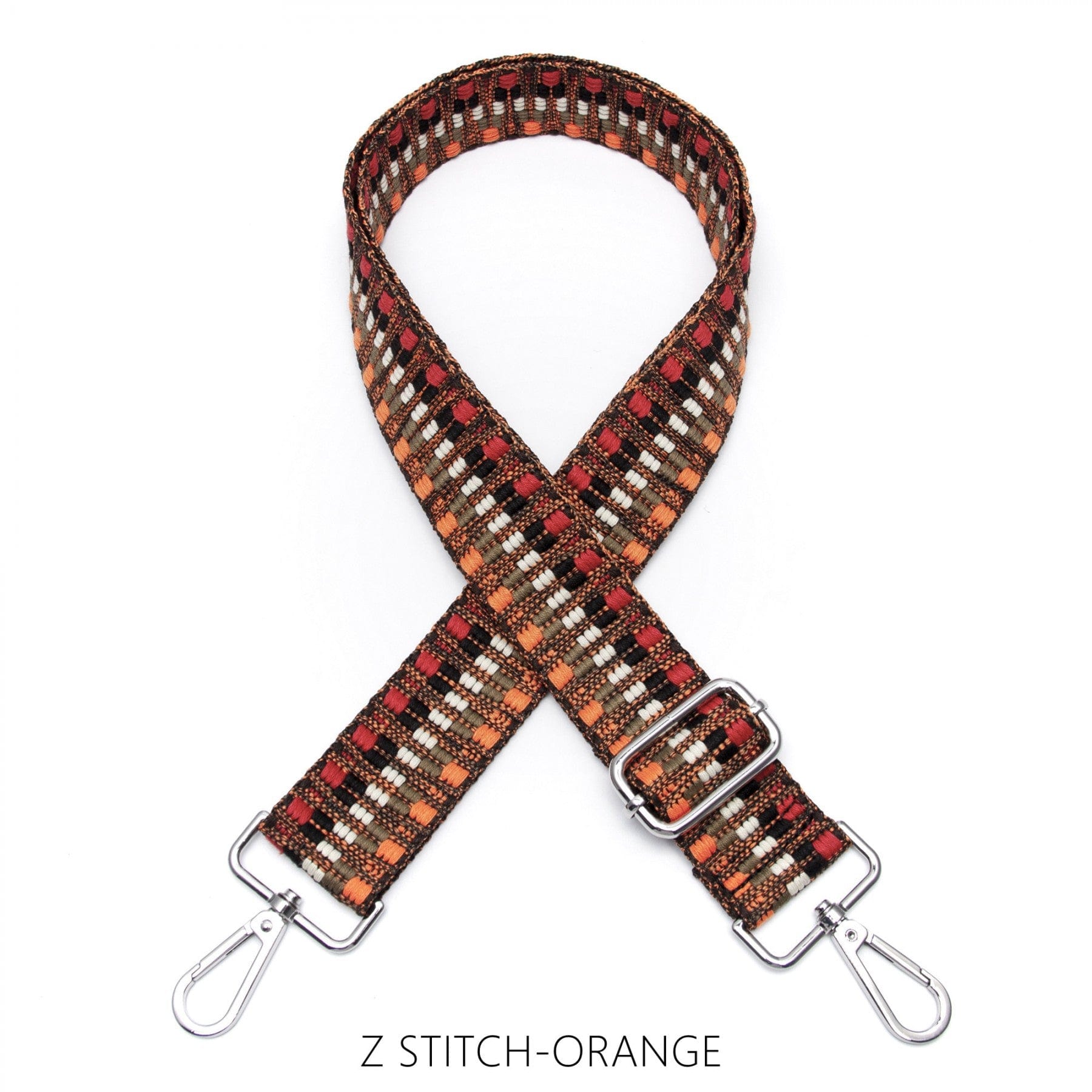 lusciousscarves Apparel & Accessories Z Stitch-Orange Slim Interchangeable Handbag Straps with Silver Hardware