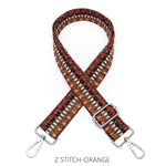 Load image into Gallery viewer, lusciousscarves Apparel &amp; Accessories Z Stitch-Orange Slim Interchangeable Handbag Straps with Silver Hardware
