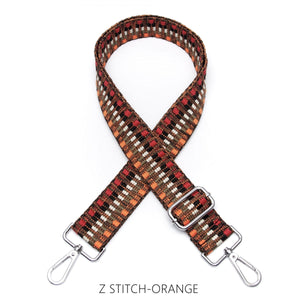 lusciousscarves Apparel & Accessories Z Stitch-Orange Slim Interchangeable Handbag Straps with Silver Hardware