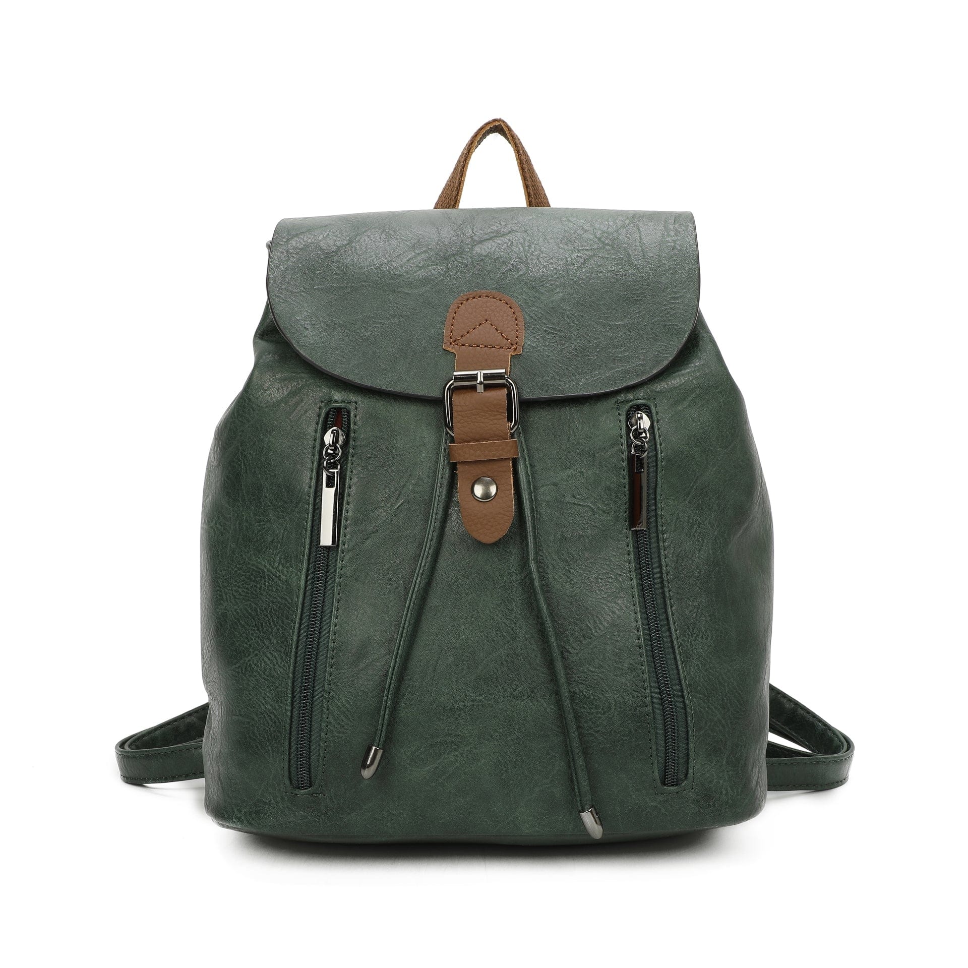 lusciousscarves Backpacks Green Faux  Leather Backpack , Rucksack with Leather