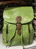 Load image into Gallery viewer, lusciousscarves Backpacks Green Faux  Leather Backpack , Rucksack with Leather
