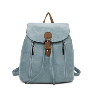 lusciousscarves Backpacks Mid Blue Faux  Leather Backpack , Rucksack with Leather