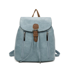 lusciousscarves Backpacks Mid Blue Faux  Leather Backpack , Rucksack with Leather