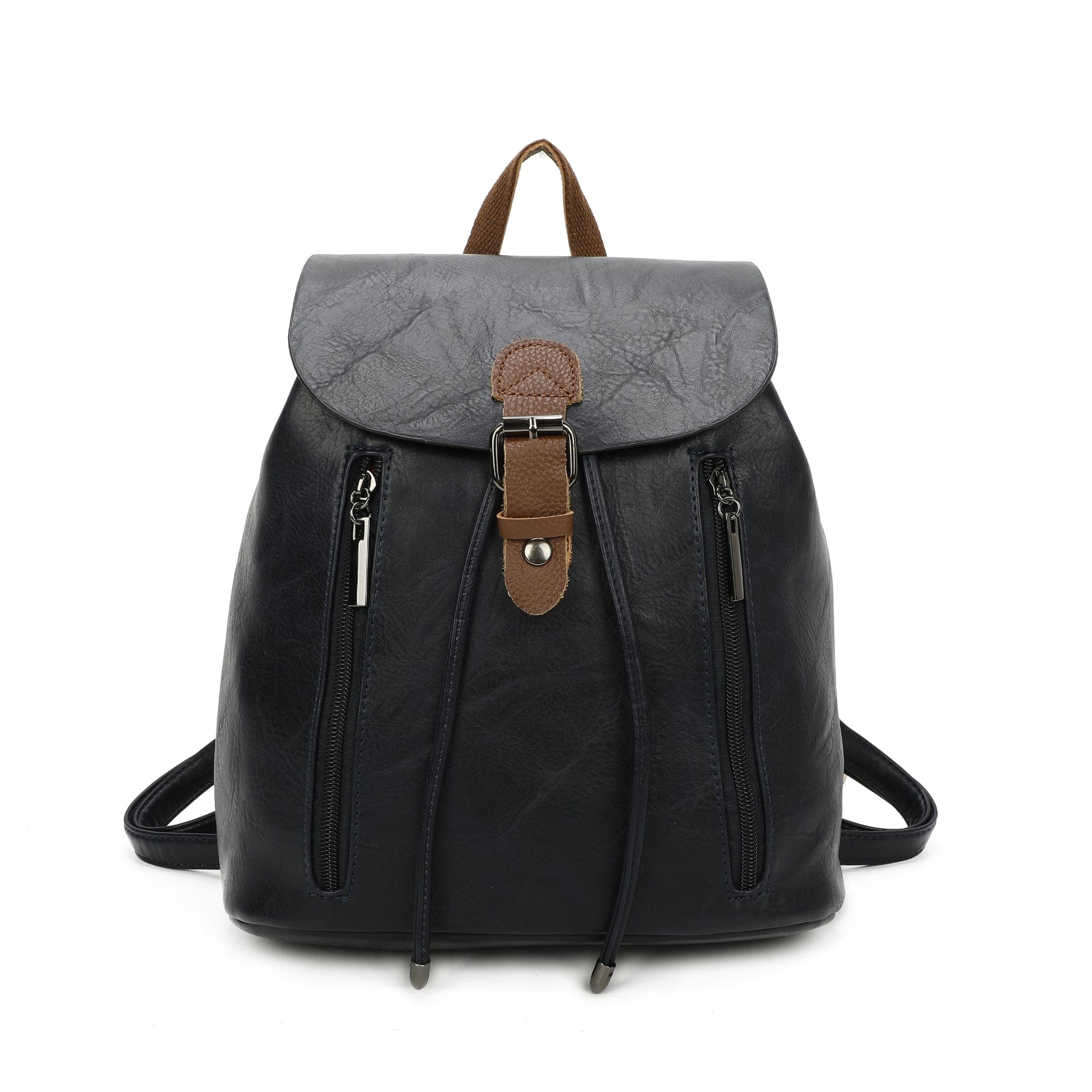 lusciousscarves Backpacks Navy Faux  Leather Backpack , Rucksack with Leather