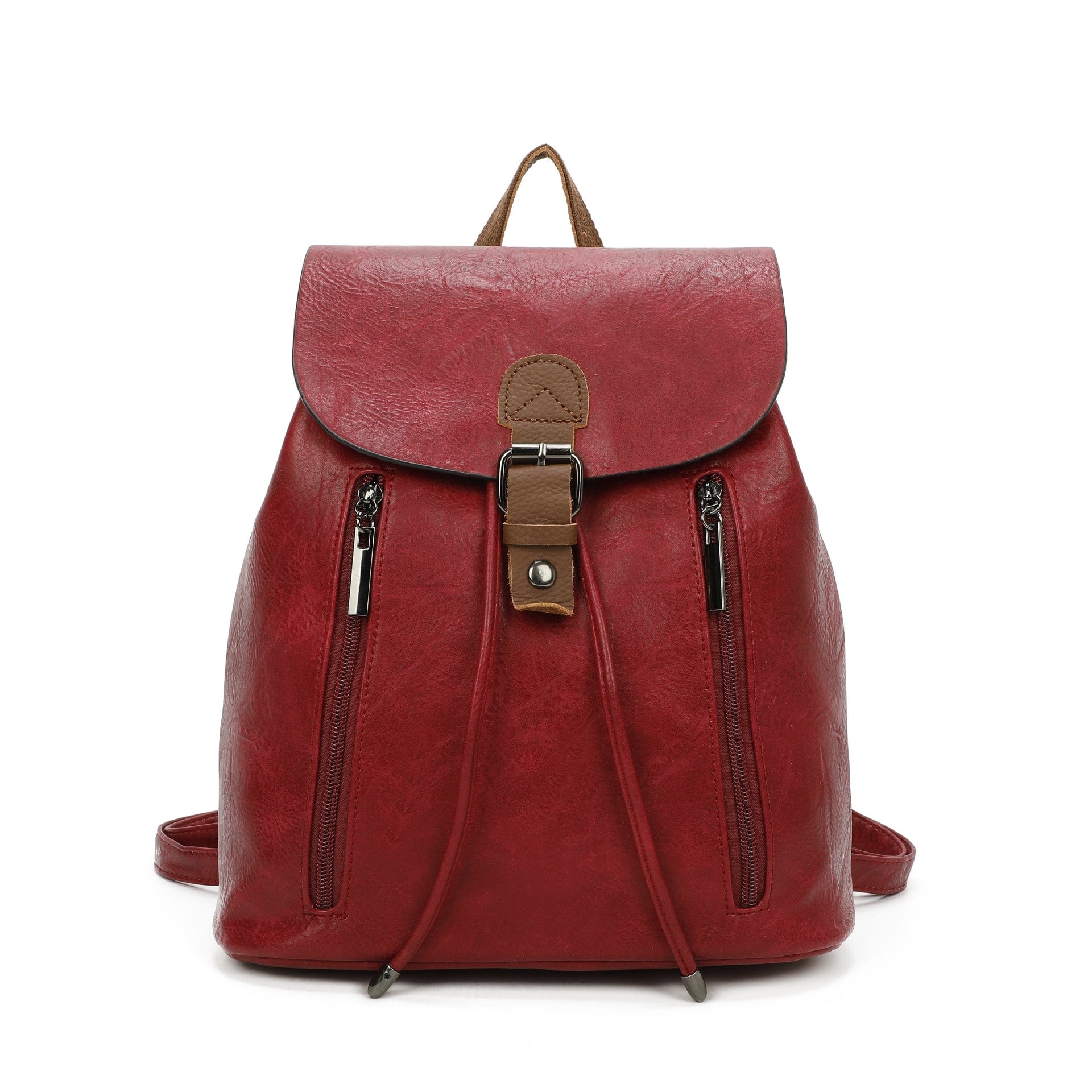 lusciousscarves Backpacks Red Faux  Leather Backpack , Rucksack with Leather