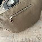 Load image into Gallery viewer, lusciousscarves Beige , Taupe Italian Leather Sling Bag / Chest Bag
