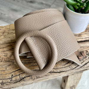 lusciousscarves Belts Coffee Ladies Leather Circle Buckle Belt