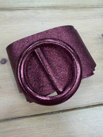 Load image into Gallery viewer, lusciousscarves Belts Deep Red Ladies Metallic Leather Circle Buckle Belt
