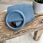 Load image into Gallery viewer, lusciousscarves Belts Denim Pale Ladies Leather Circle Buckle Belt
