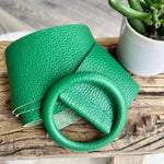 Load image into Gallery viewer, lusciousscarves Belts Green Ladies Leather Circle Buckle Belt
