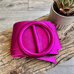 Load image into Gallery viewer, lusciousscarves Belts Metallic Hot Pink Ladies Metallic Leather Circle Buckle Belt
