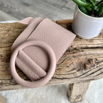 Load image into Gallery viewer, lusciousscarves Belts Nude Pink Ladies Leather Circle Buckle Belt

