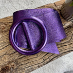 Load image into Gallery viewer, lusciousscarves Belts Purple Ladies Metallic Leather Circle Buckle Belt
