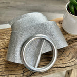 Load image into Gallery viewer, lusciousscarves Belts Silver Ladies Metallic Leather Circle Buckle Belt

