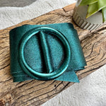 Load image into Gallery viewer, lusciousscarves Belts Teal Ladies Metallic Leather Circle Buckle Belt
