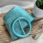 Load image into Gallery viewer, lusciousscarves Belts Turquoise Ladies Metallic Leather Circle Buckle Belt
