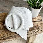 Load image into Gallery viewer, lusciousscarves Belts White Ladies Leather Circle Buckle Belt
