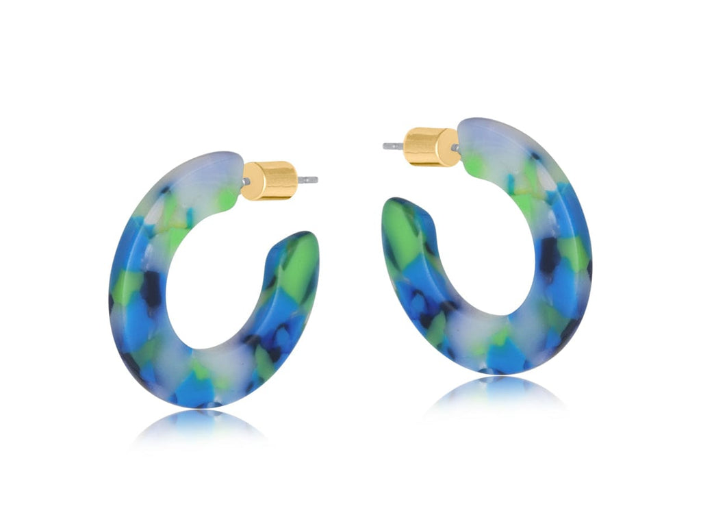 lusciousscarves Big Metal Camille Flat Oval Resin Hoop Earrings, Blues and Greens .