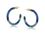 Load image into Gallery viewer, lusciousscarves Big Metal London Camille Medium Sized Resin Earrings, Blues and Greens Mix
