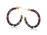 Load image into Gallery viewer, lusciousscarves Big Metal London Camille Medium Sized Resin Earrings, Browns and Lemons Mix
