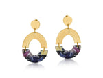 Load image into Gallery viewer, lusciousscarves Big Metal London Camille Statement Resin And Gold Metal Earrings, Pinks and Browns Mix
