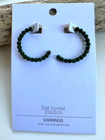 Load image into Gallery viewer, lusciousscarves Big Metal London Disco Green Diamante Hoop Earrings.

