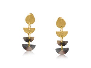 lusciousscarves Big Metal London Hortense Metal And Resin Statement Geo Statement Earrings Natural Nudes Mix