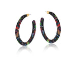 Load image into Gallery viewer, lusciousscarves Big Metal London Large Resin Oval Hoop Earrings, Vibrant Reds, Blues and Greens
