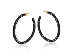 Load image into Gallery viewer, lusciousscarves Big Metal London Marseille Thin Statement Resin Hoop Earrings, Black with White Flecks

