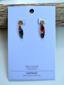 lusciousscarves Big Metal London Metal and Resin Small Drop Earrings , Multi Colours.
