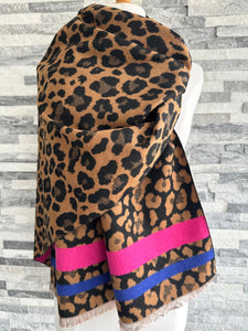 lusciousscarves Black and Brown Animal Print Design Scarf / Wrap , cashmere blend.