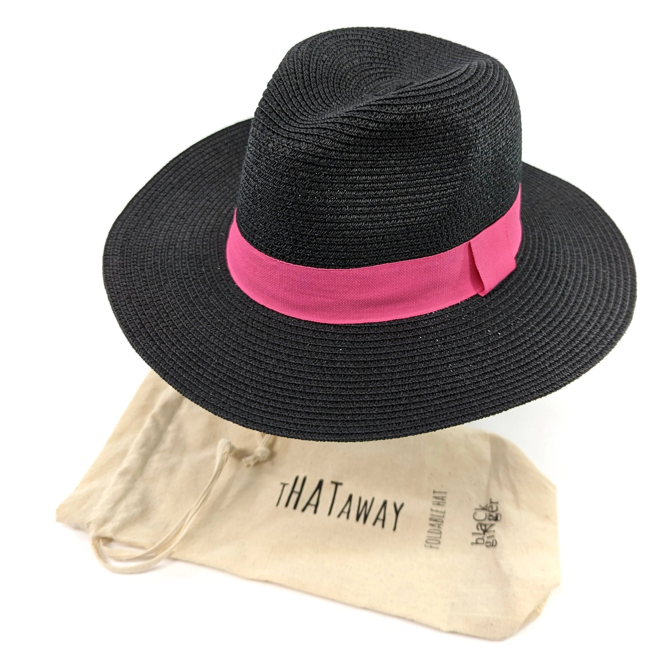 lusciousscarves Black and Pink Panama Style Sun Hat , Rollable and Packable