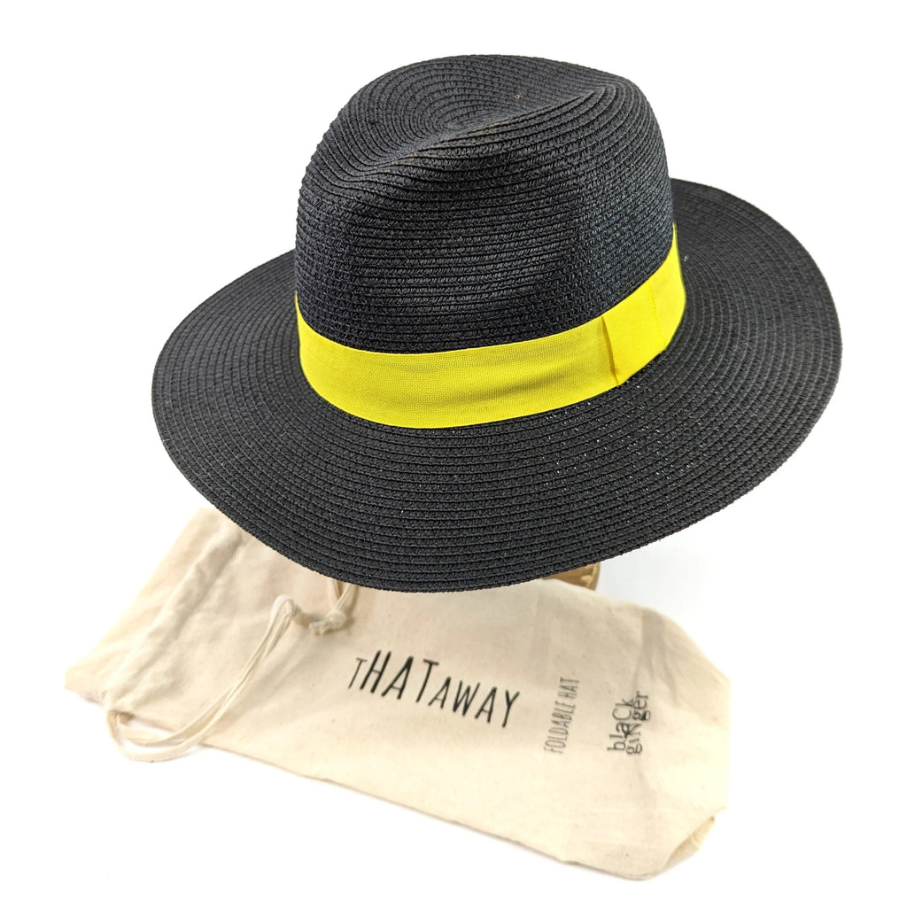 lusciousscarves Black and Yellow Panama Style Sun Hat , Rollable and Packable