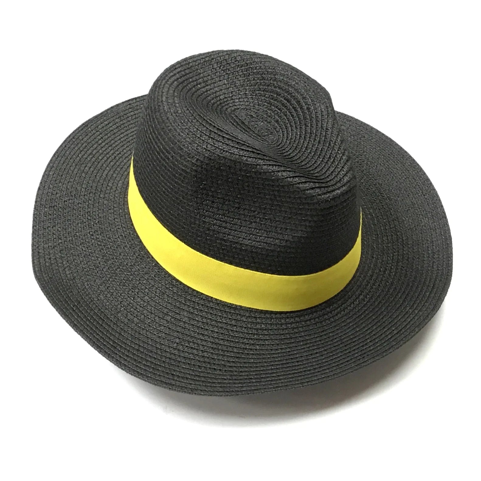 lusciousscarves Black and Yellow Panama Style Sun Hat , Rollable and Packable