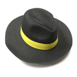 Load image into Gallery viewer, lusciousscarves Black and Yellow Panama Style Sun Hat , Rollable and Packable
