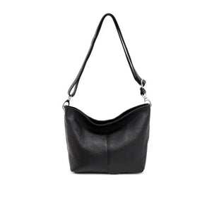 lusciousscarves Black Genuine Italian Leather Bucket Style Crossbody Bag