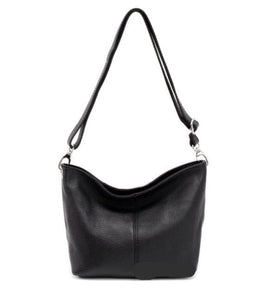lusciousscarves Black Genuine Italian Leather Bucket Style Crossbody / Shoulder Bag , 7 Colours available.
