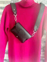 Load image into Gallery viewer, lusciousscarves Black Italian Leather Box Chest Bag.
