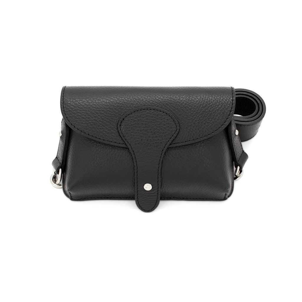 lusciousscarves Black Italian Leather Box Chest Bag.