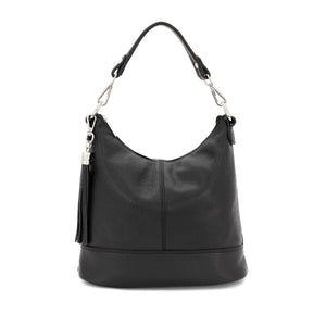lusciousscarves Black Italian Leather Bucket Style Bag Shoulder and Crossbody with Tassel , 9 Colours available.