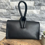 Load image into Gallery viewer, lusciousscarves Black Italian Leather Clutch Bag with Loop Handle
