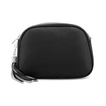Load image into Gallery viewer, lusciousscarves Black Italian Leather Crossbody Camera Bag / Handbag with Triple Zip
