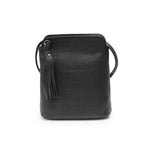 Load image into Gallery viewer, lusciousscarves Black Italian Leather Small Crossbody Bag / Handbag with Tassel , Available in 11 Colours.
